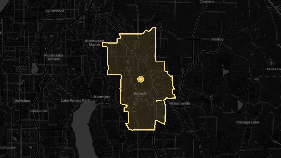 Static map overview of Bothell, Washington.