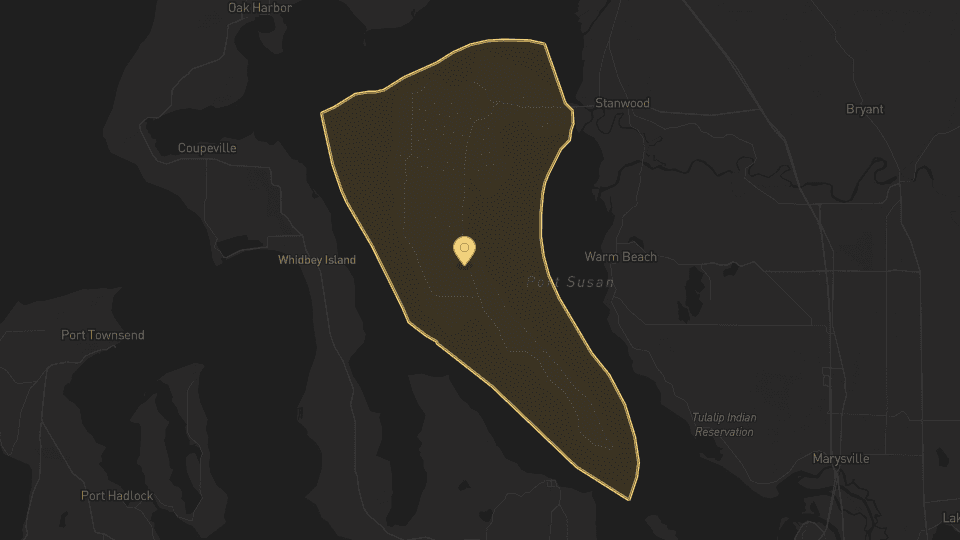 Static map overview of Camano, Washington.