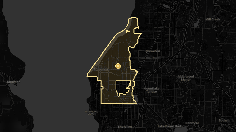 Static map overview of Edmonds, Washington.