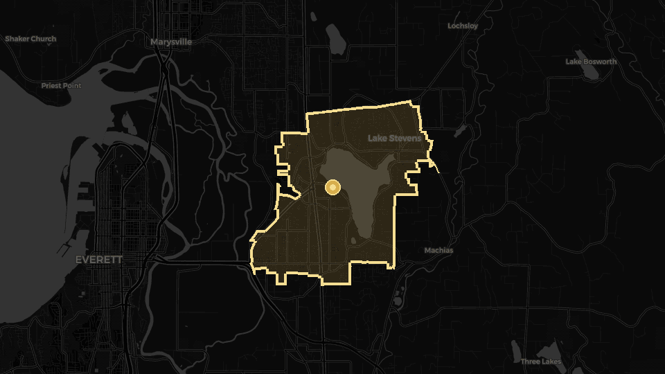 Static map overview of Lake Stevens, Washington.
