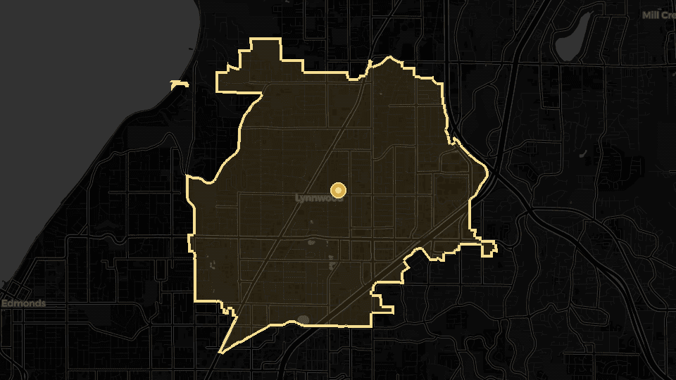 Static map overview of Lynnwood, Washington.