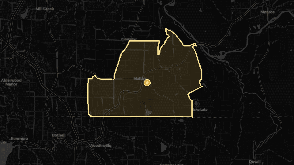 Static map overview of Maltby, Washington.