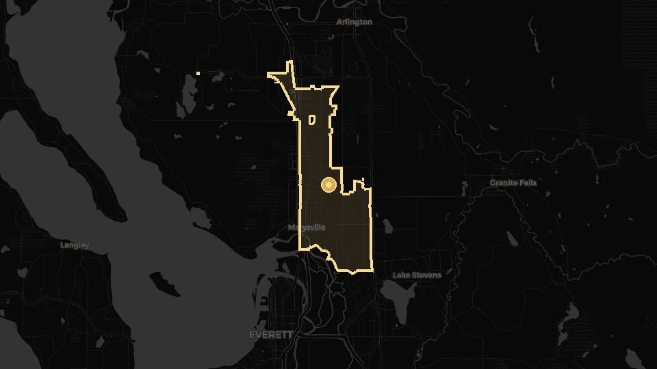 Static map overview of Marysville, Washington.