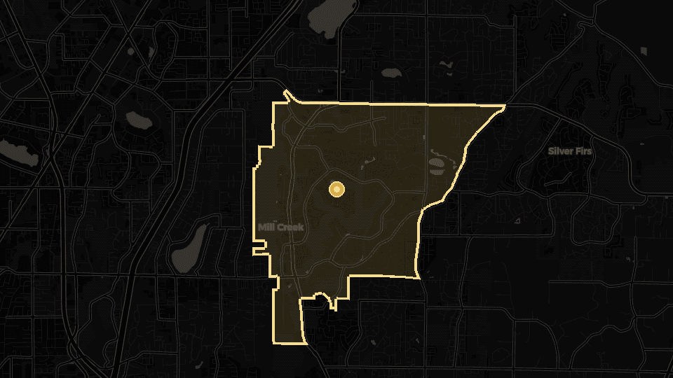 Static map overview of Mill Creek, Washington.