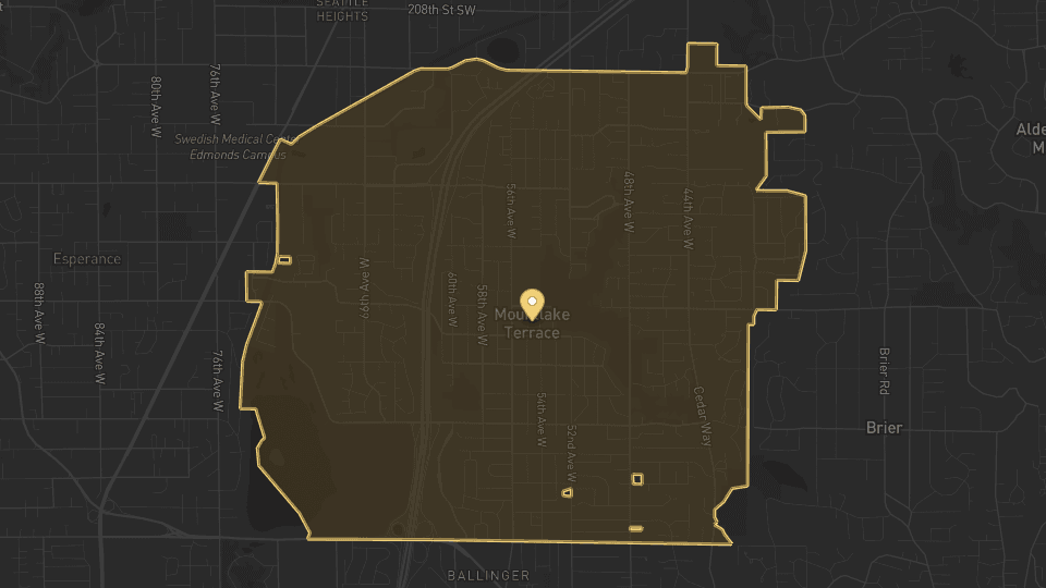 Static map overview of Mountlake Terrace, Washington.