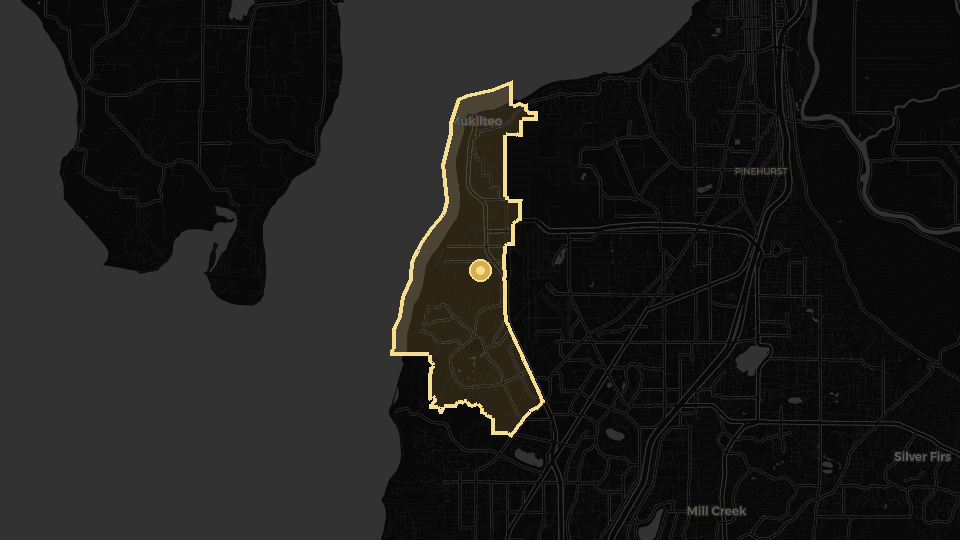 Static map overview of Mukilteo, Washington.
