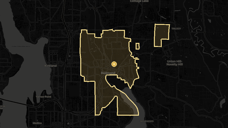 Static map overview of Redmond, Washington.