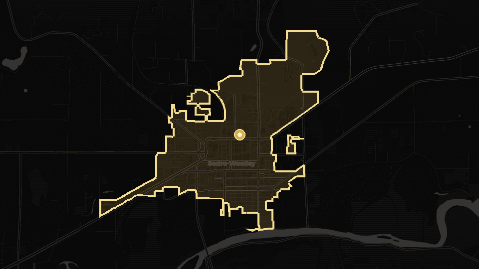 Static map overview of Sedro-Woolley, Washington.