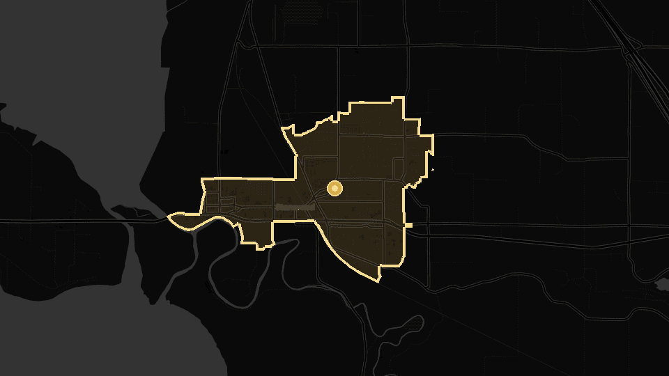 Static map overview of Stanwood, Washington.