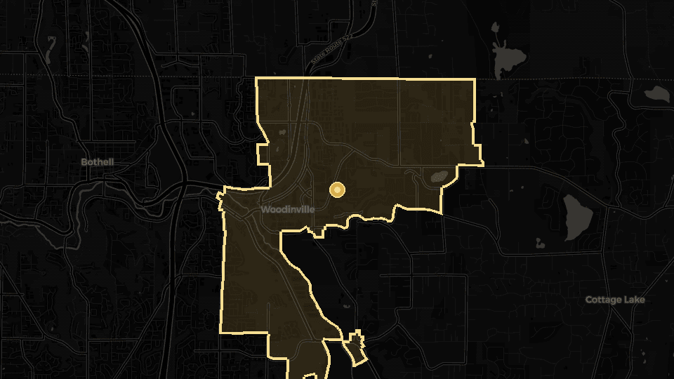 Static map overview of Woodinville, Washington.
