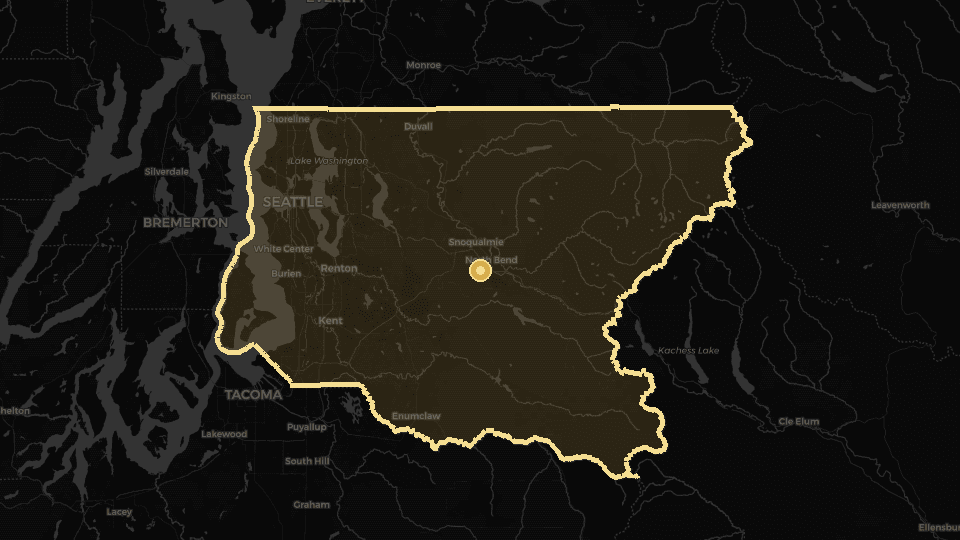 Static map overview of King County, Washington.