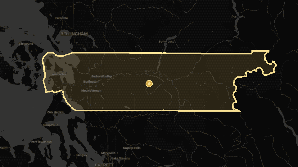 Static map overview of Skagit County, Washington.