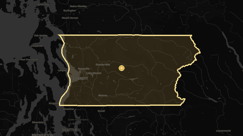 Static map overview of Snohomish County, Washington.
